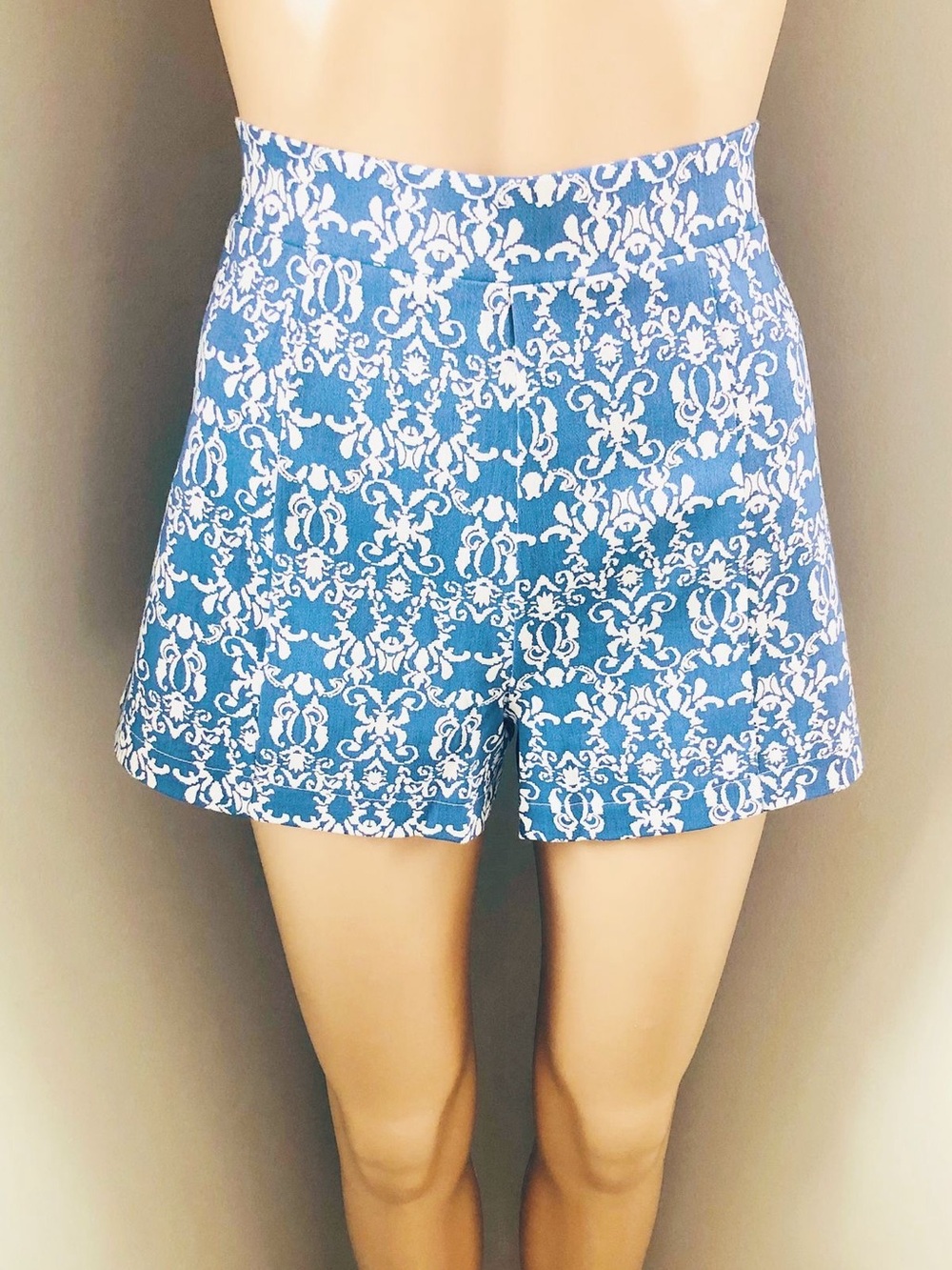 Freeway High Waist Blue and White Floral Shorts